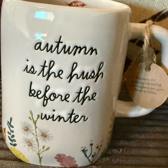 Rae Dunn Other - Rae Dunn White Floral “autumn is the hush before the winter” Mug